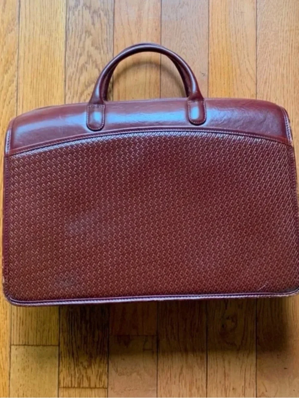 Vintage Men's Woven Leather Briefcase in Oxblood - Professional Carry